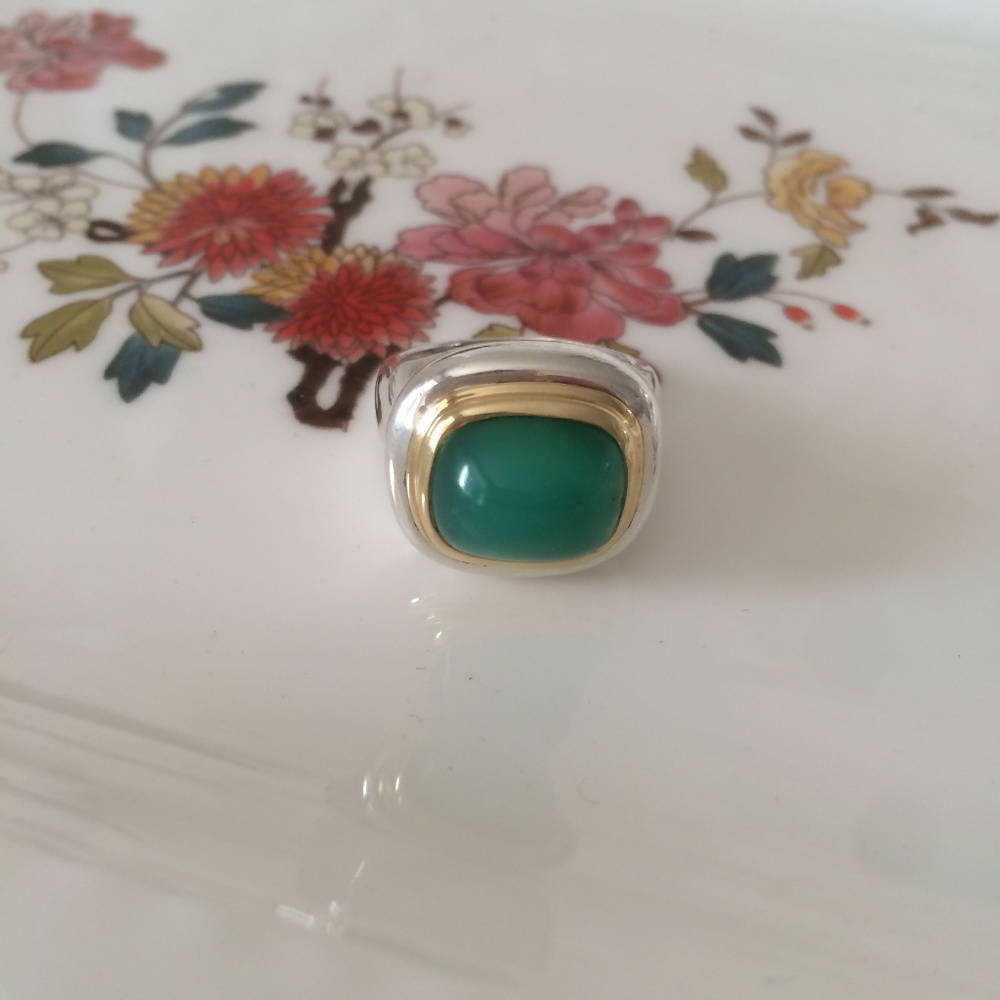 Tiffany & Co. Paloma Picasso 18k and sterling silver chrysoprase ring - Picture 2 of 6